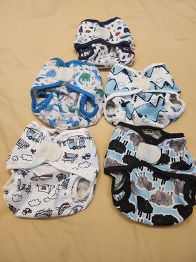 Assorted Boys' Reusable Diaper Covers - Blue & White Dino, Sheep, Camper Prints